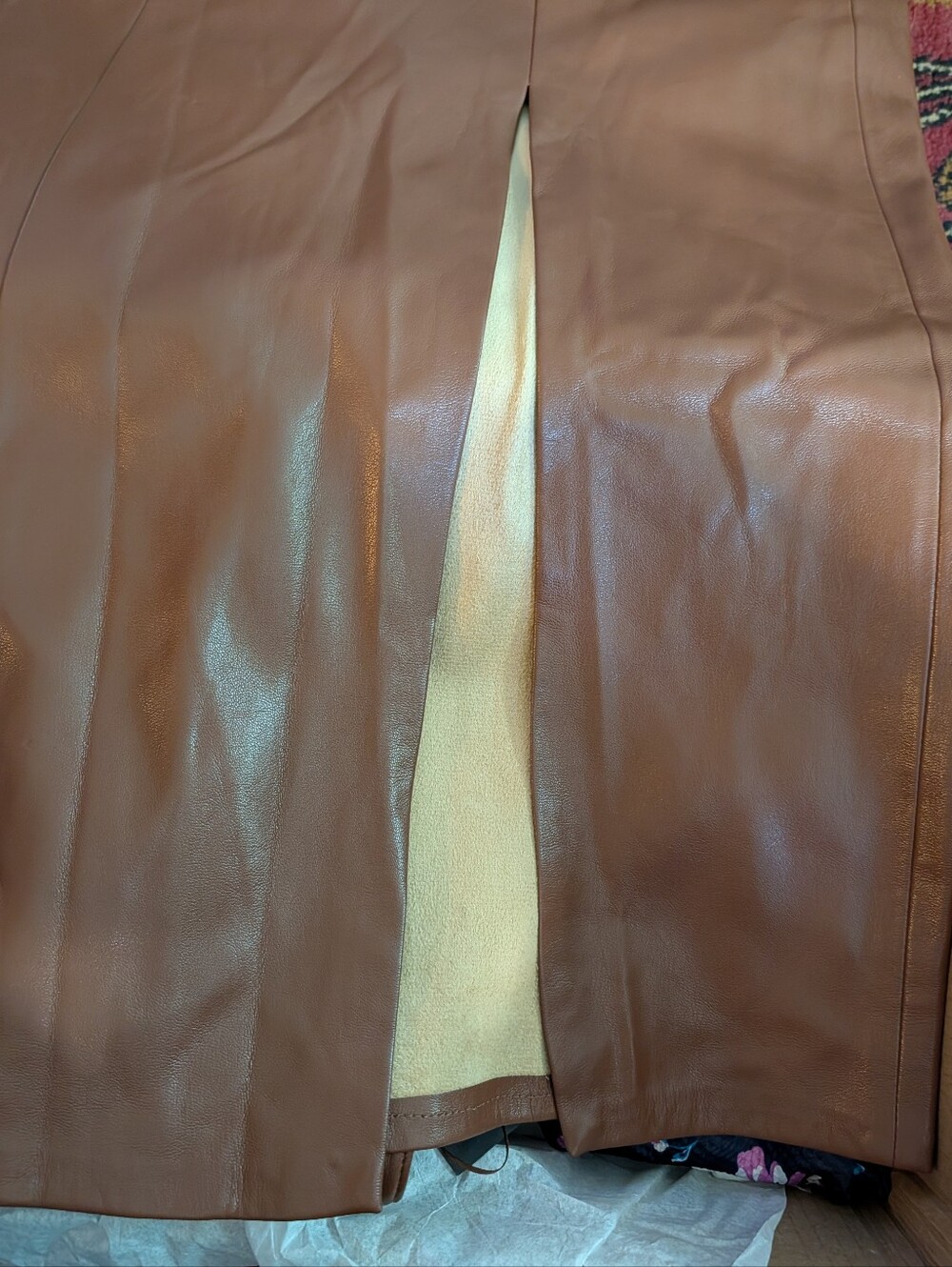 House of Harlow 1960 Faux Leather Midi Dress NWT Brown Side Slit Size M - Picture 4 of 11